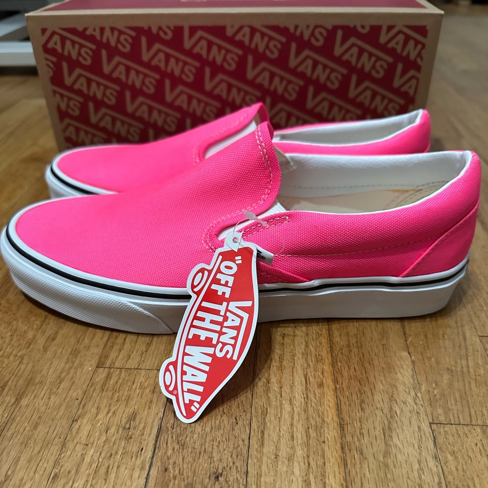 Vans Neon Pink Classic Slip-On Sneakers